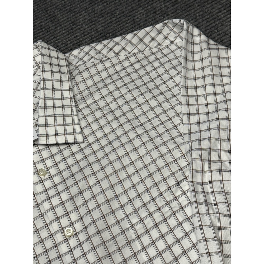 Joseph Abboud Dress Shirt Men 22 36/37 White Check Non-Iron Classic Fit